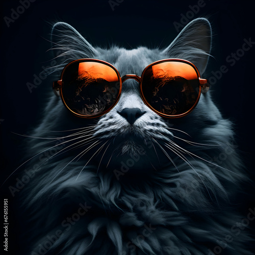 portrait of a cat wearing glasses © artistic