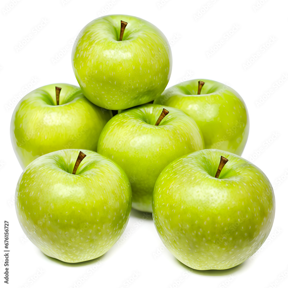Group of green apples on white background Group of green apples on white background