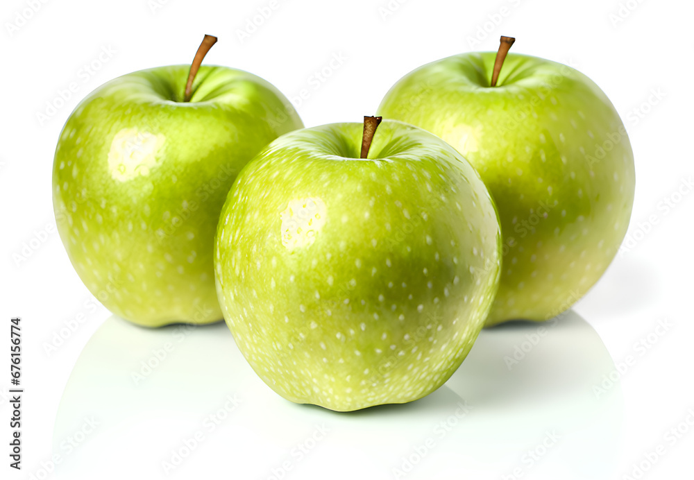 Three green apples on white background Three green apples on white background