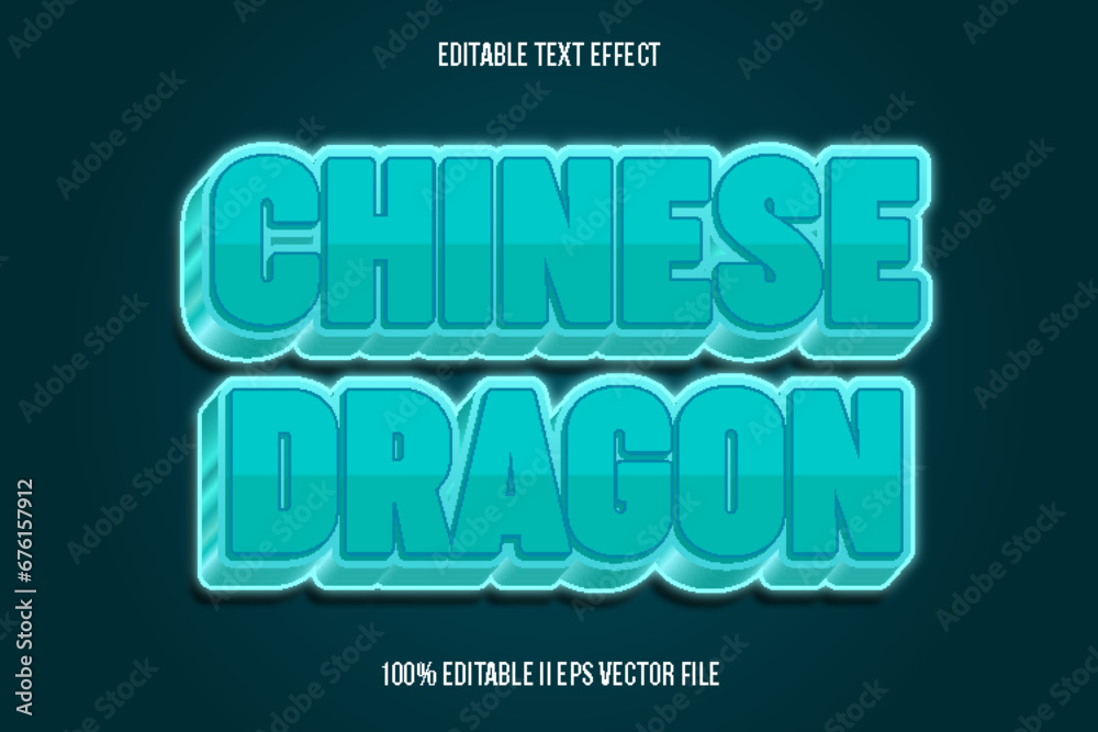 Chinese Dragon Editable Text Effect 3d Emboss Gradient Style