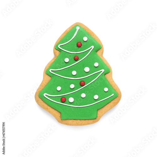 Wallpaper Mural Delicious cookie in shape of Christmas tree on white background Torontodigital.ca