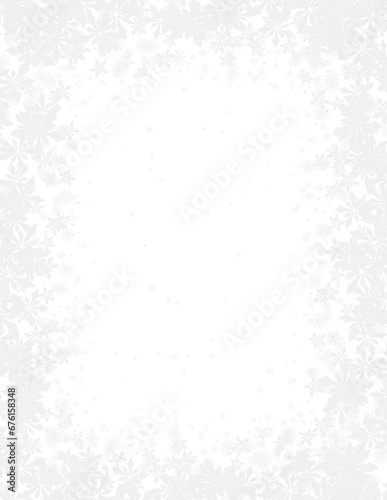 Christmas Snowflake frame background. Winter Snowfall border clipart