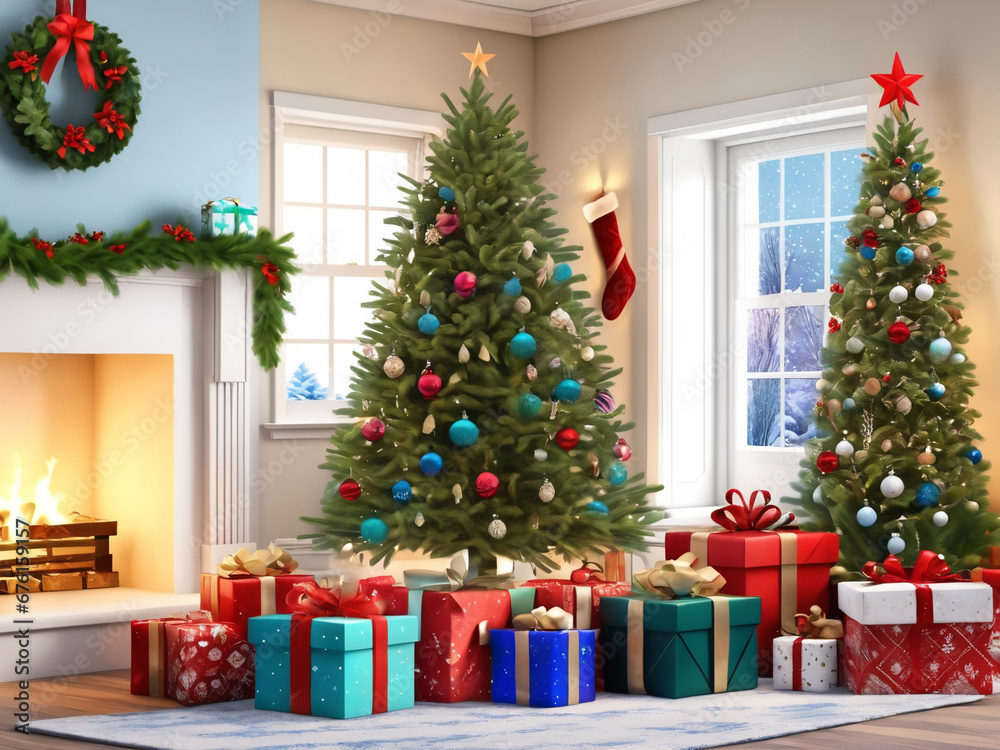 christmas tree with presents christmas tree with presents