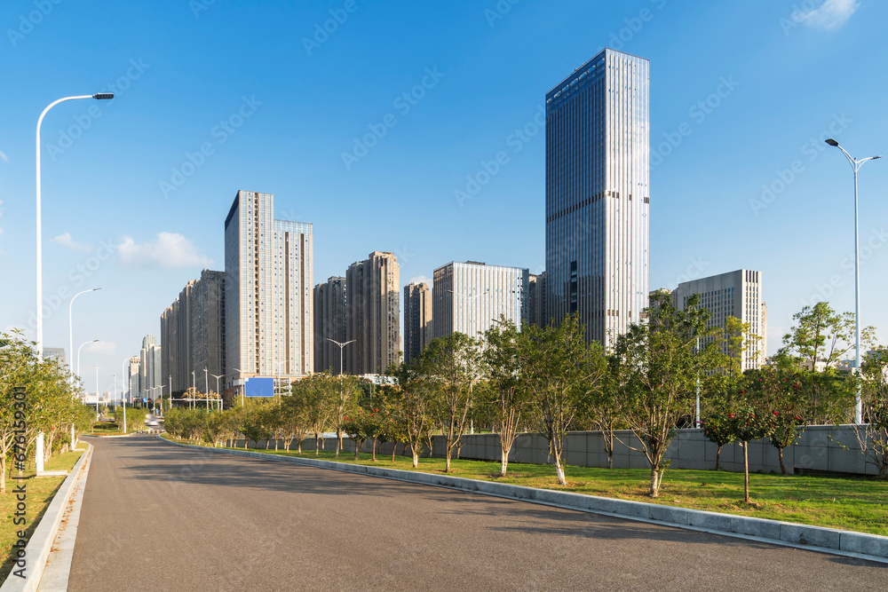 The century avenue of street scene in shanghai Lujiazui,China. The century avenue of street scene in shanghai Lujiazui,China.