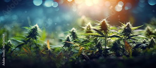 In the lush green background of nature the vibrant flowers gentle grass and delicate leaves surrounded a plant that emitted a fragrant smoke symbolizing the connection between health medical