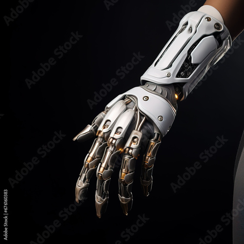 Robotic Prosthetic Hand with Articulated Fingers and Illumination