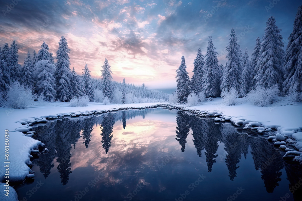 Beautiful lake view with tree during winter for wallpaper, background and zoom meeting background Beautiful lake view with tree during winter for wallpaper, background and zoom meeting background