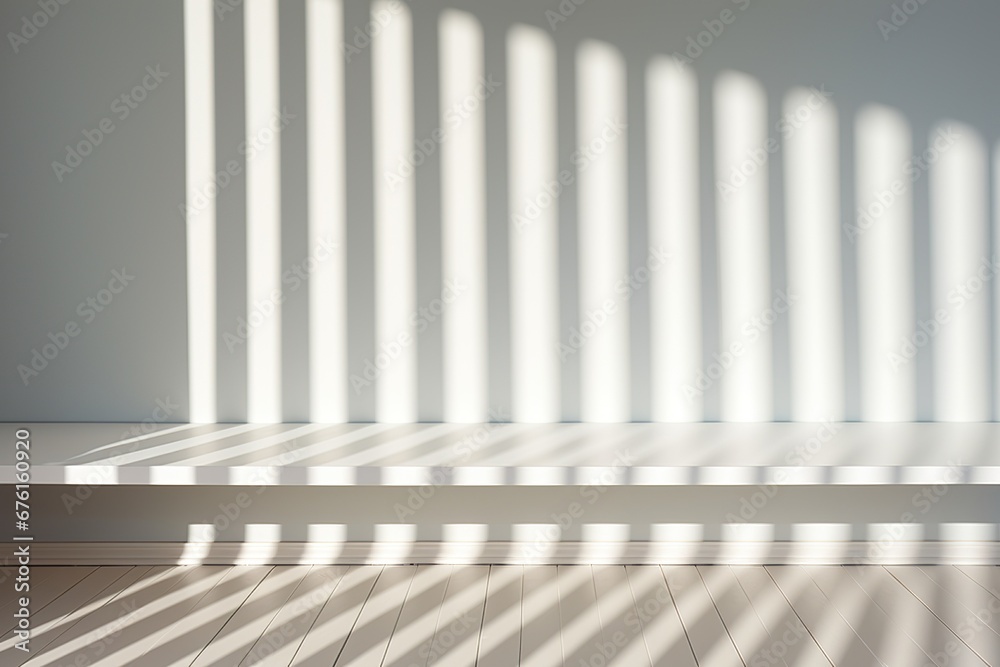 modern white wall with abstract light lines in the window modern white wall with abstract light lines in the window