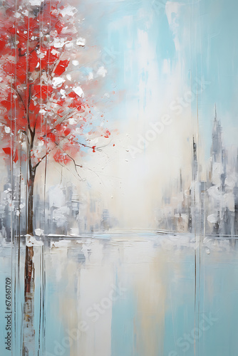 Abstract Oil Painting Winter Wonderland Wall Art Oil Painting