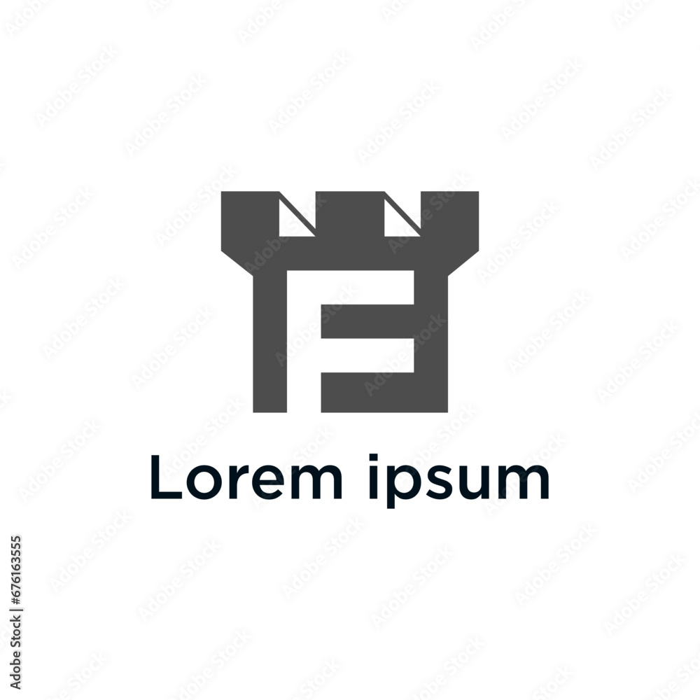 Premium monogram letter F initials logotype. Elegant shield crown vector logo.