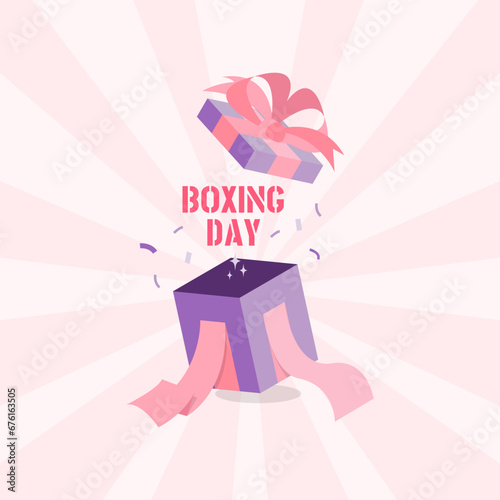 Boxing Day with the gift box opened surprisingly and text appeared