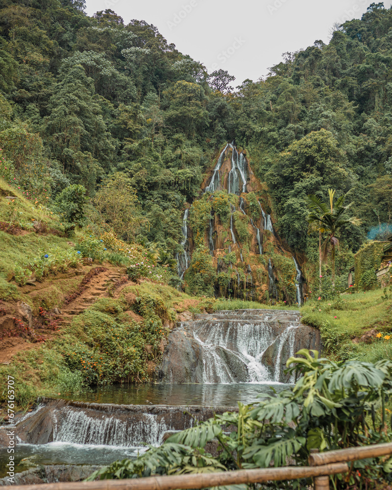 Vista aérea de Santa Rosa de Cabal, Risaralda, municipio de Colombia, famoso por sus aguas termales.