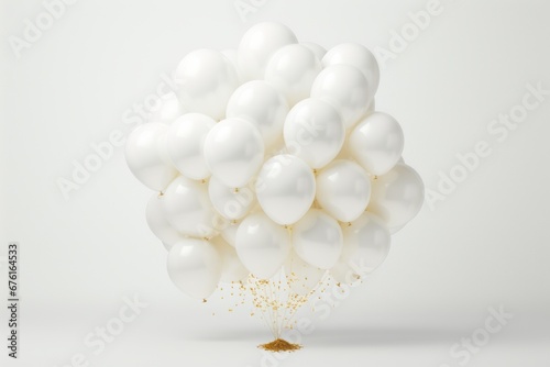 Stylish and sophisticated white and gold balloon floating gracefully on a pristine white background