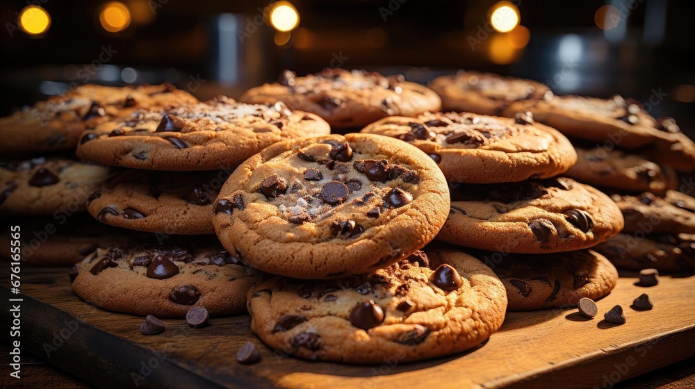 a pile of crunchy and sweet chocolate cake with a sprinkling of chocolate chips on top on a plate