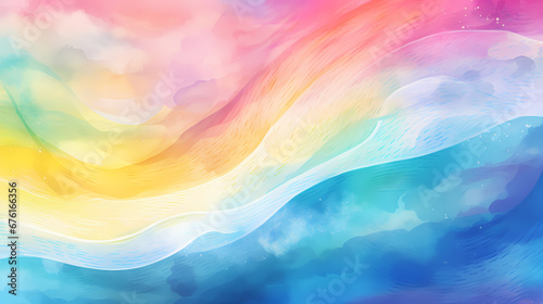 Cartoon abstract watercolor rainbow poster web page PPT background