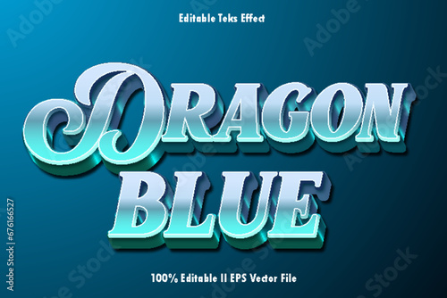 Dragon Blue Editable Text Effect 3d Emboss Gradient Style