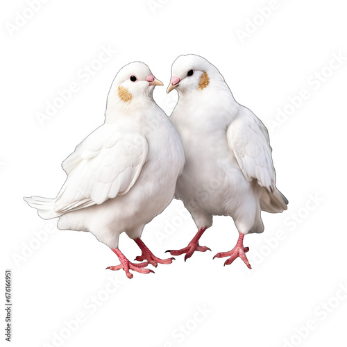 Couple of wedding doves isolated on white background