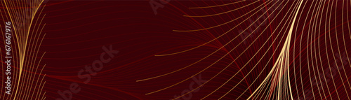 Red natural background with golden leaf fibers. Luxurious and Vector exotic pattern with bright Fibrous leaf textures.