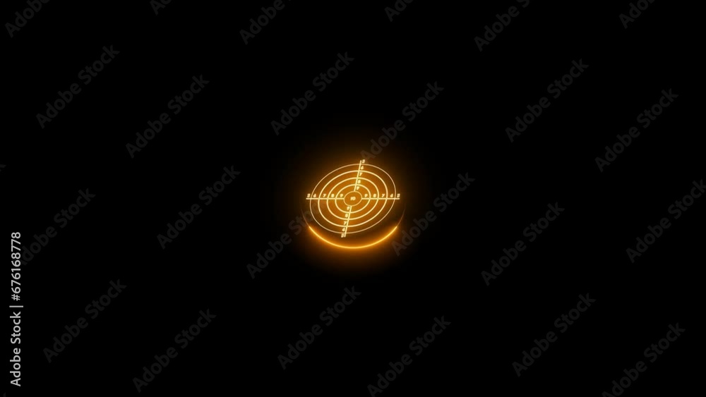Glowing target icon neon circle animation Glowing target icon neon circle animation