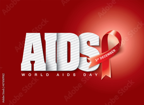 Aids Awareness Red Ribbon. World Aids Day concept. Vector Illustration