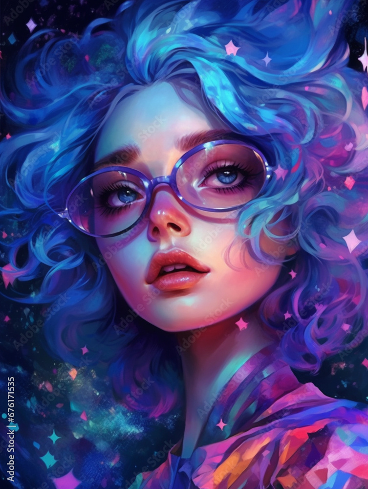 Cute Sci-Fi Characters: HD Cartoon Backgrounds with Adorable Girl with glasses created using generative AI tools Cute Sci-Fi Characters: HD Cartoon Backgrounds with Adorable Girl with glasses created using generative AI tools