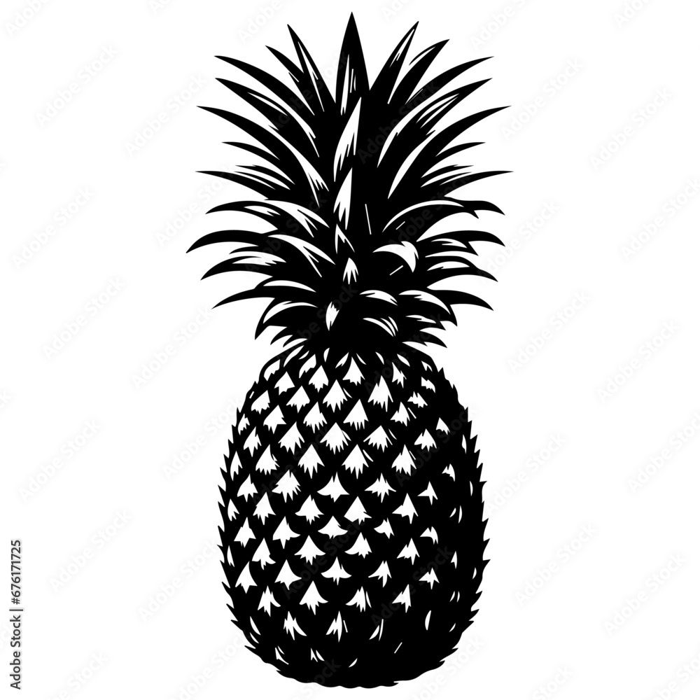 Obraz premium Pineapple vector silhouette illustration, pineapple fruit vector silhouette