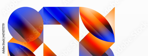 Serene gradient template. Circles and triangles mingle in minimalist perfection. Gentle fusion of forms and hues creates balanced yet captivating backdrop, embodying modern sophistication