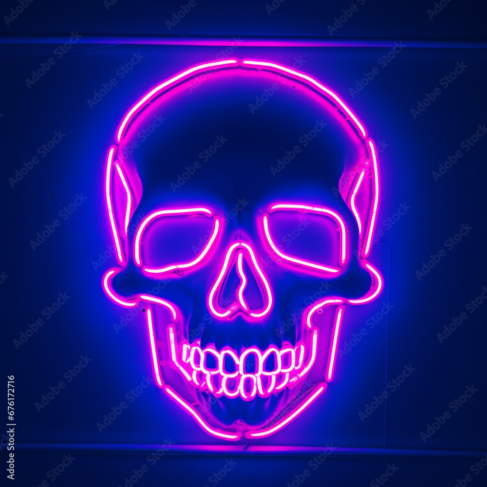 A captivating neon sign featuring a skull head emitting vibrant aesthetic vaporwave vibes in colorful illumination Created with generative AI tools. A captivating neon sign featuring a skull head emitting vibrant aesthetic vaporwave vibes in colorful illumination Created with generative AI tools.