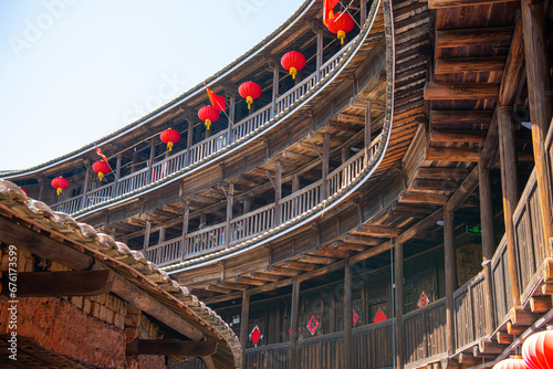 The interior inside Two hundred years old Tulou in Fujian, China.