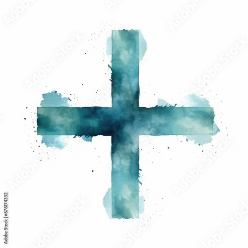 The Cross - Christian cross symbol, painting in modernist watercolour paint, with a clean minimalist symbolic technique © dreamalittledream