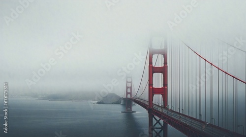SF Bay Area Gloomy Golden Gate Bridge.  AI generated.