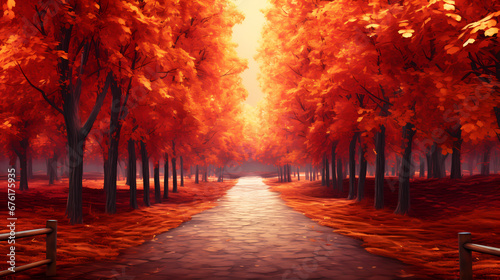 Road, forest, autumn poster web page PPT background © Derby