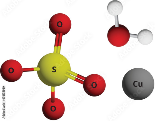 Chemistry Structure of Sulfur dioxide model and formula diagram, illustration