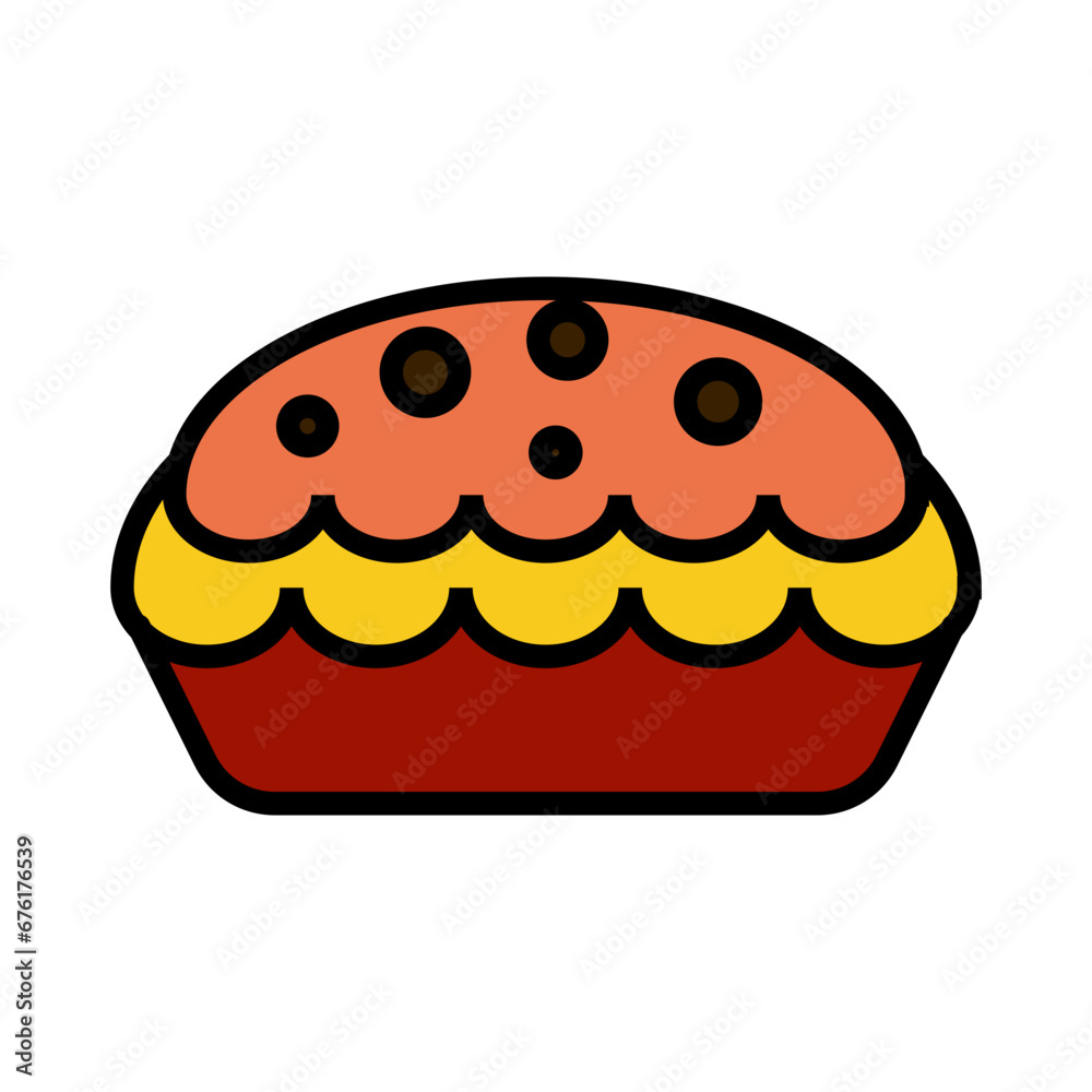 Pie Colored Outline Style in Design Icon Pie Colored Outline Style in Design Icon