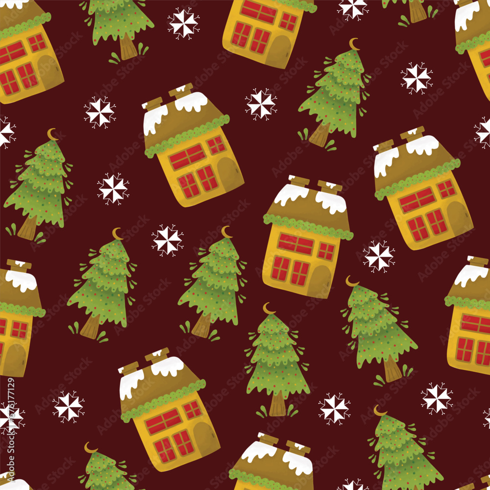 red and green vector Christmas pattern ready to print