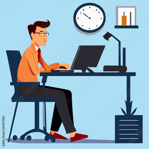 ffice man and friend character vector design. Business people working in office planning photo