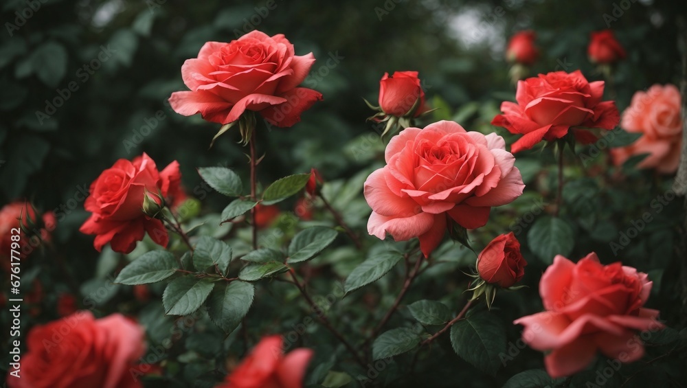 a bunch of red roses blooming in a garden
a bunch of red roses blooming in a garden
