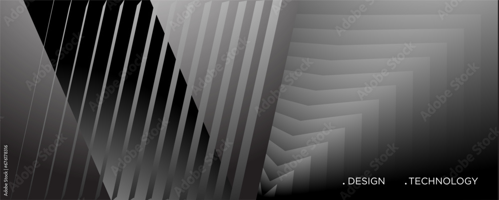 Naklejka premium Abstract Geometric black and white background for technology and science design