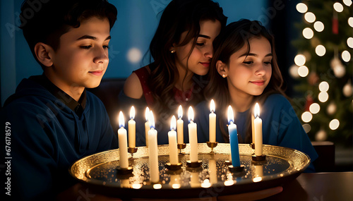 Hanukkah family celebration jewish family