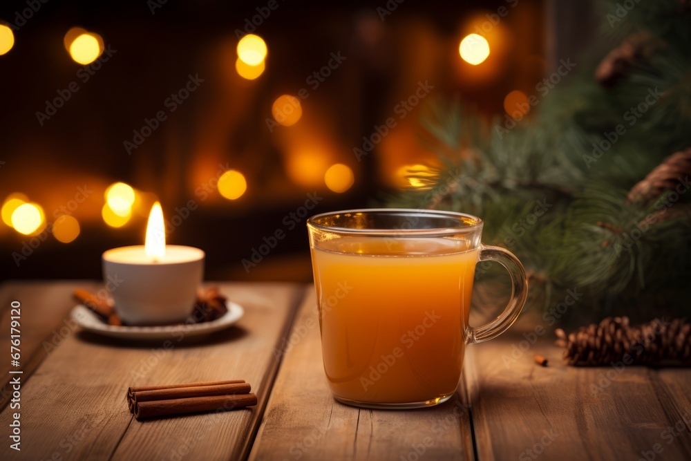A Traditional Holiday Beverage: The Sweet and Spicy Hot Buttered Rum in a Cozy Setting A Traditional Holiday Beverage: The Sweet and Spicy Hot Buttered Rum in a Cozy Setting