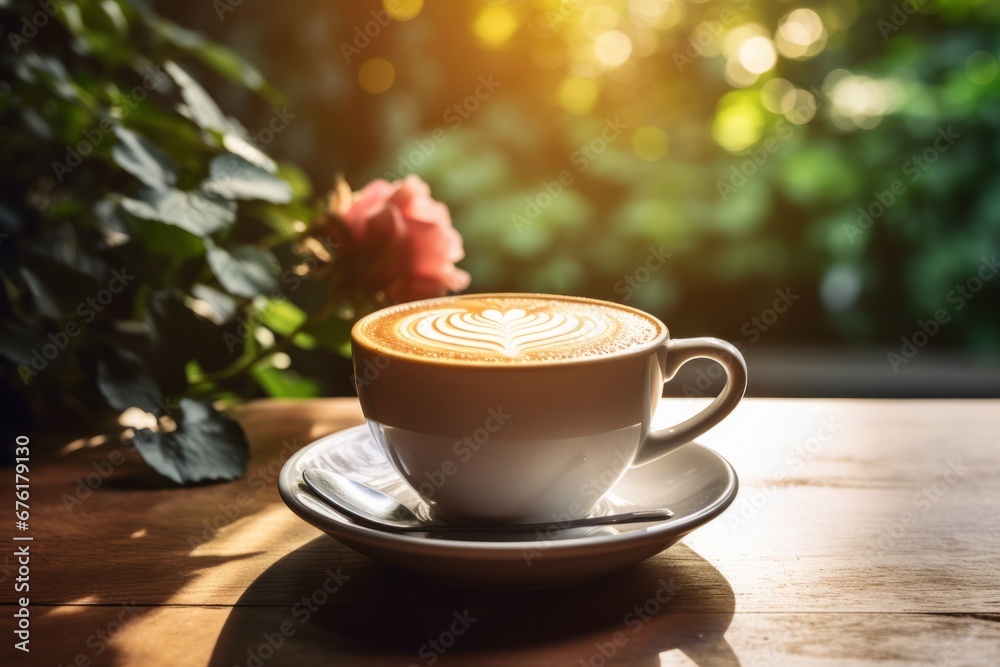 The allure of a Rose Latte: A perfect blend of floral notes and caffeine in a rustic setting The allure of a Rose Latte: A perfect blend of floral notes and caffeine in a rustic setting
