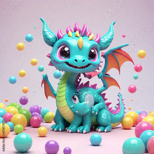 Baby Dragon Bright and colorful 3D