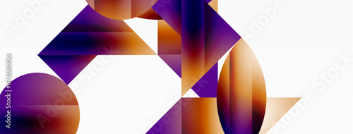 Serene gradient template. Circles and triangles mingle in minimalist perfection. Gentle fusion of forms and hues creates balanced yet captivating backdrop, embodying modern sophistication