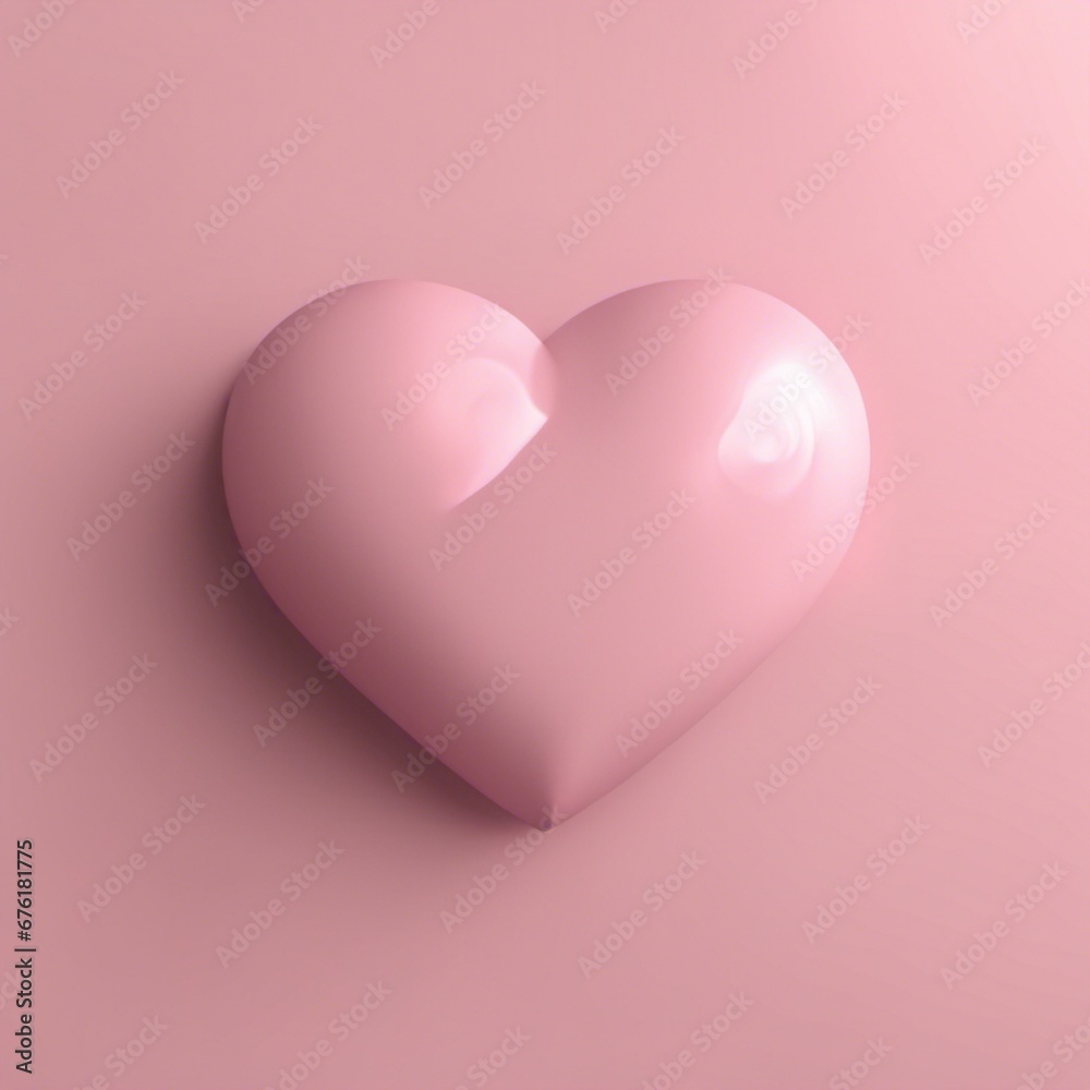 pink heart on a red background 3D