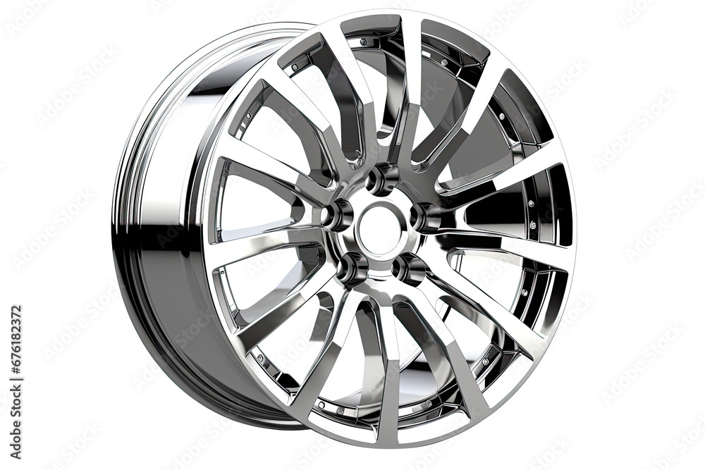 New shiny automotive wheel on light alloy disc isolated on white background New shiny automotive wheel on light alloy disc isolated on white background