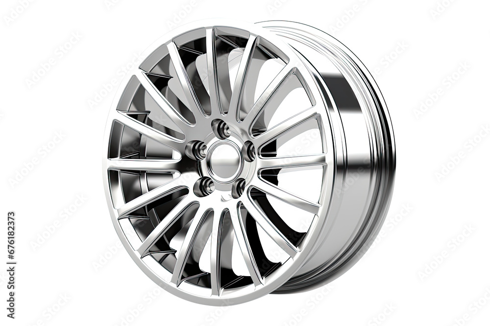 New shiny automotive wheel on light alloy disc isolated on white background New shiny automotive wheel on light alloy disc isolated on white background