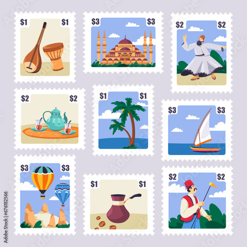 Postal mark collection with Turkey culture elements