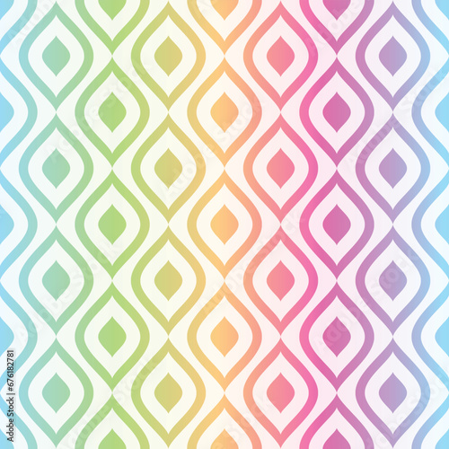 Vector seamless retro pattern with colorful rhombus on white