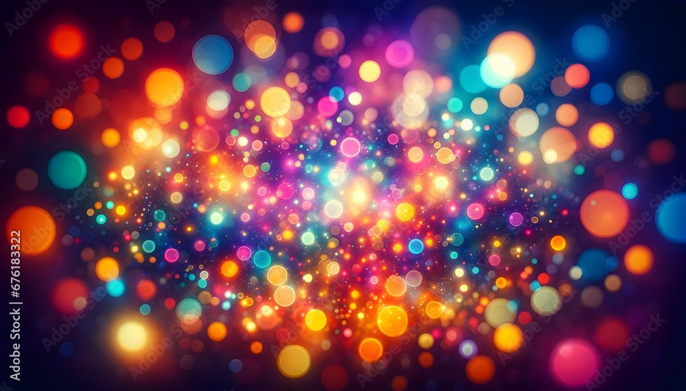 abstract background with colorful bokeh defocused lights and stars