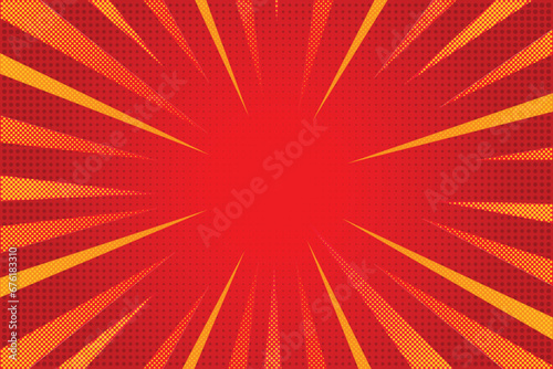 abstract red comic background cartoon style. sunlight. vector illustration.